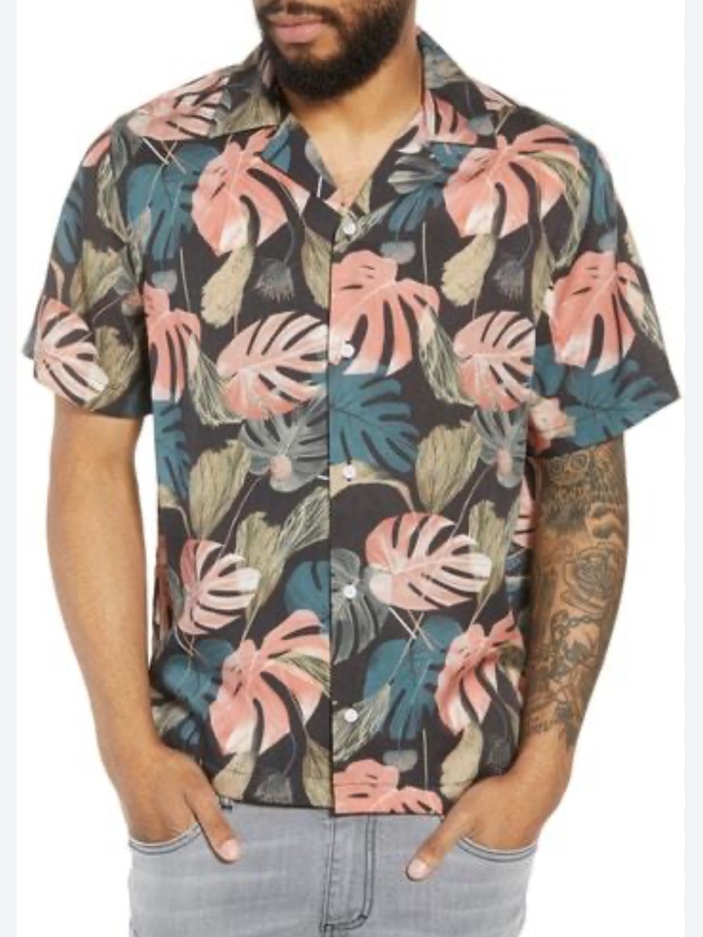 Saturdays New York City Tropical Leaf Short-Sleeve Button-Down Shirt